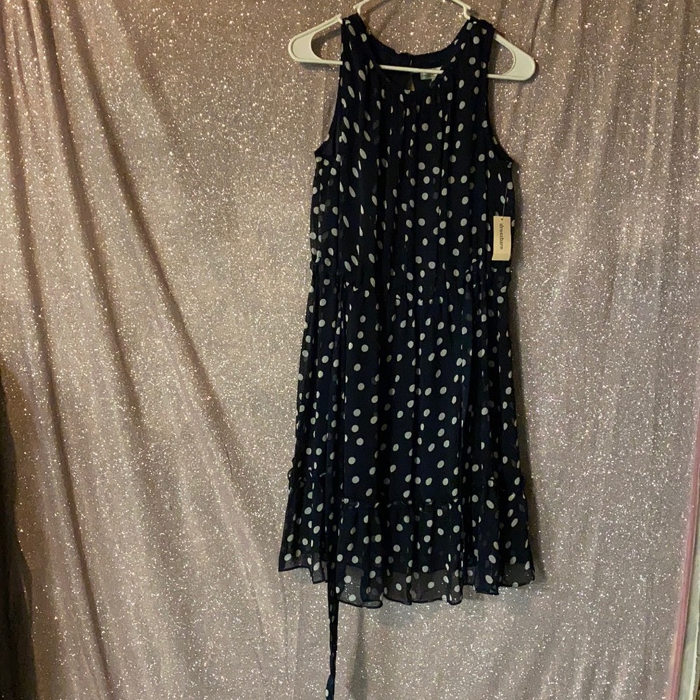 Blue and White polka dot dress